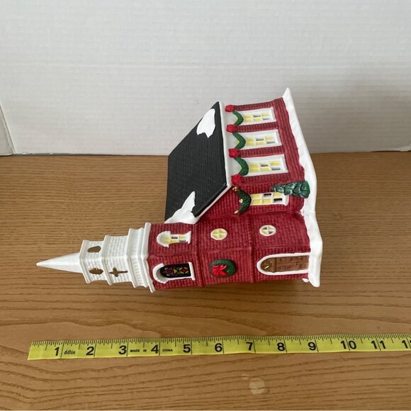 Vtg Galleria Red Church Christmas Village Fine Porcelain Hand Painted Decoration - Picture 11 of 12